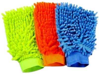GOLDDUST Microfiber Vehicle Washing  Hand Glove(Pack Of 3)