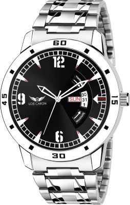 LOIS CARON LCS-8193 BLACK DIAL AND SILVER STRAP DAY & DATE FUNCTIONING WATCH FOR BOYS Analog Watch  - For Men