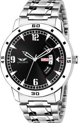 LOIS CARON LCS-8193 BLACK DIAL AND SILVER STRAP DAY & DATE FUNCTIONING WATCH FOR BOYS Analog Watch - For Men