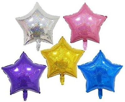 Masti Zone Printed Pack of 5 Multi Color Star Foil Balloon Christmas, New Year ,Birthday Valentines Day ( Multi Color ) Balloon(Multicolor, Pack of 5)