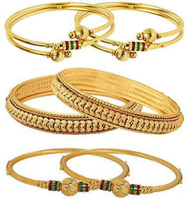 Yellow Chimes Alloy Gold-plated Bangle Set(Pack of 6)