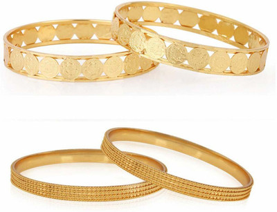 Yellow Chimes Alloy Gold-plated Bangle Set(Pack of 4)
