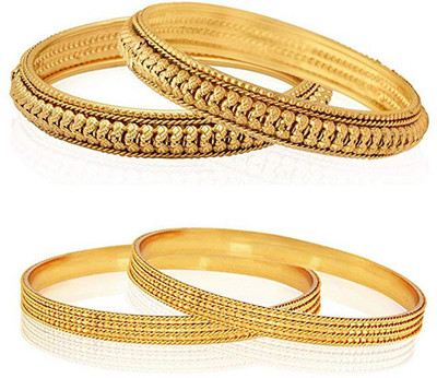 Yellow Chimes Alloy Gold-plated Bangle Set(Pack of 4)
