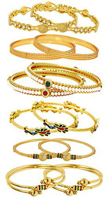 Yellow Chimes Alloy Gold-plated Bangle Set(Pack of 12)