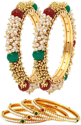 Yellow Chimes Alloy Gold-plated Bangle Set(Pack of 6)