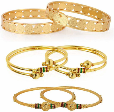 Yellow Chimes Alloy Gold-plated Bangle Set(Pack of 6)