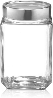 TREO Glass Tea Coffee & Sugar Container  - 1800 ml(Clear, Silver)