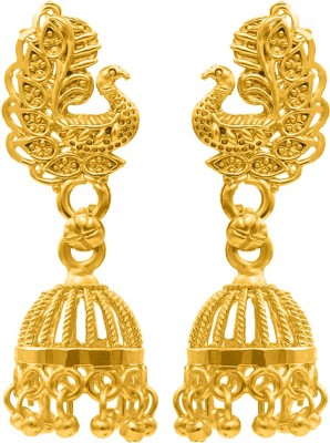 NAKABH South Indian Temple Jewellery Traditional Stylish Fancy Party Wear Wedding Bridal Daily Use Golden Oxidised Kundan Crystal Collection Earrings Meenakari Jhumki Jumkas For Women Brass Drops & Danglers