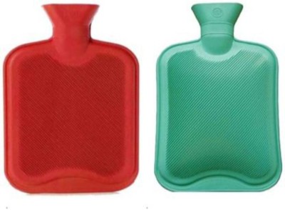 HEZKRT (Pack of 2-Pcs) 2 L Rubber Hot Water Bottle For Cramps And Pain Relief Non Electric Water Bag 2 L Hot Water Bag(Multicolor)