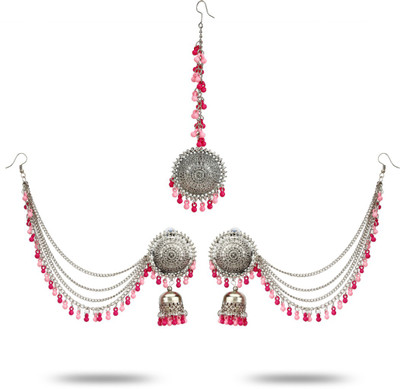 YouBella Alloy Silver Silver, Pink Jewellery Set(Pack of 1)