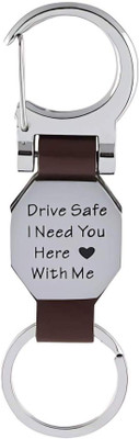 gtrp Drive Safe I Need You Here with Me Premium Brown Leather Key Chain