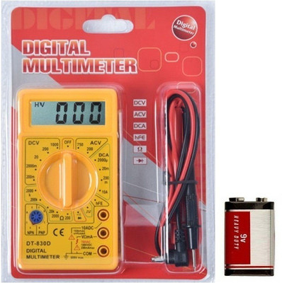 Divinext With Battery & Lead Voltage Continuity Buzzer Transistor Current Tester DT830D Digital Multimeter(Yellow 2000 Counts)