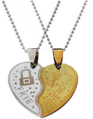 Shiv Jagdamba Friendship Day Gift Best Friend Broken Heart With 2 Chain His Her Lover Gift Stainless Steel Pendant