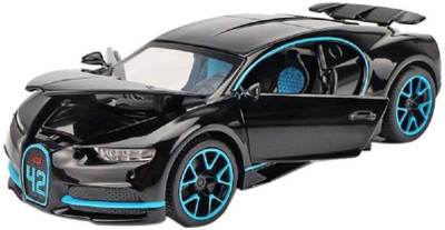Quasar Mini Auto White 1:32 Scale Diecast Metal Bugatti Chiron Model Pull Back Car Toy with Openable Doors, Light and Sound (Any One Color Send)(Multicolor)