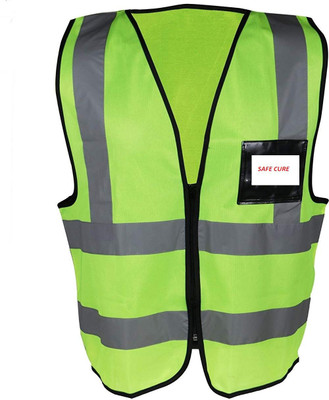 Safe cure Hi Visibility 120 GSM Green L Safety Jacket(Green)