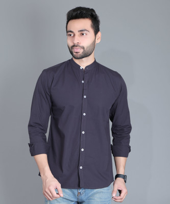 5TH ANFOLD Men Solid Casual Grey Shirt