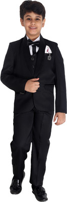 Fourfolds 5 Piece Coat Suit Solid Boys Suit