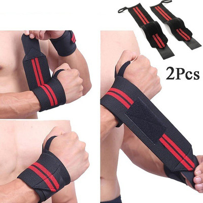 GymWar Pack of 2, Neoprene Padded, Weight Lifting Wrist Support with Velcro Closure Wrist Support(Red)