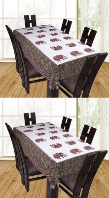 Texstylers Animal 6 Seater Table Cover(Brown, Cotton, Pack of 2)