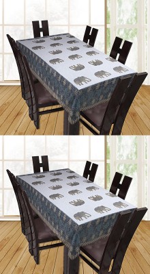 Texstylers Animal 6 Seater Table Cover(Turquoise, Cotton, Pack of 2)