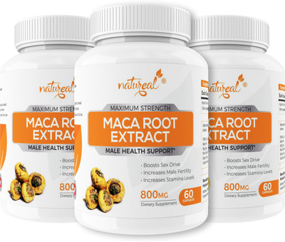 Natureal Maca Root 800 mg Capsules for Reproductive Health, Improved Performance & Strength(3 x 60 No)