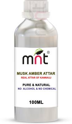 MNT Musk Amber Attar For Unisex, Long Lasting & Alcohol Free (100ml) - Pure Natural & Premium Quality Roll-on Floral Attar