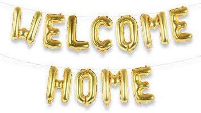 gorgeous moment Solid Party Welcome Home Balloon Banner (Gold) Balloon(Gold, Pack of 11)