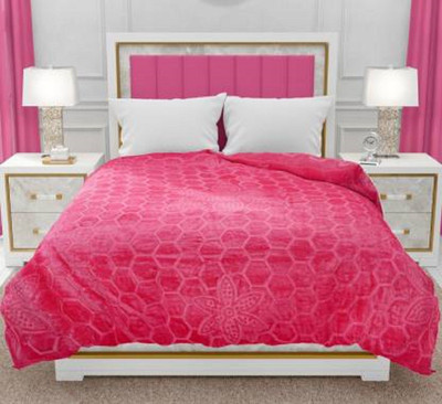 GKM Self Design Double Mink Blanket for  Heavy Winter(Microfiber, Pink)