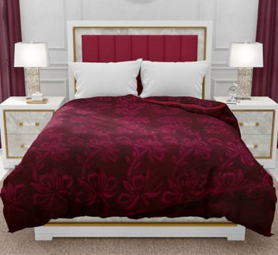 AUBORON Self Design Double Woollen Blanket for  Heavy Winter(Woollen Blend, Wine)