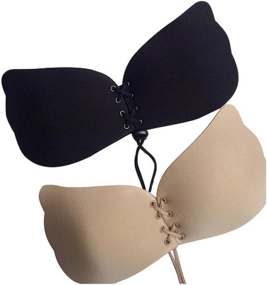 eDUST Women Self Adhesive Strapless Bandage Blackless Solid Bra Stick Gel Silicone Push Up underwear for Butterfly Wing Invisible Bra Skin Color (C Cup) PACK 2 Women Stick-on Lightly Padded Bra(Black, Beige) eDUST Women Self Adhesive Strapless Bandage Blackless Solid Bra Stick Gel Silicone Push Up underwear for Butterfly Wing Invisible Bra Skin Color (C Cup) PACK 2 Women Stick-on Lightly Padded Bra(Black, Beige)