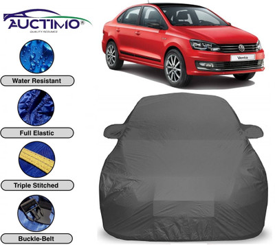AUCTIMO Car Cover For Volkswagen Vento (With Mirror Pockets)(Grey)