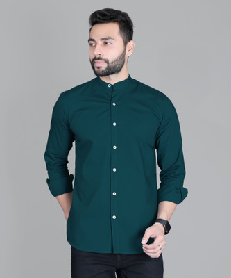 5TH ANFOLD Men Solid Casual Green Shirt
