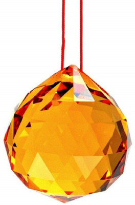 Astrodidi Yellow Crystal Ball Feng Shui Reiki Sphatik Prism Ball 40mm for Positive Energy Decorative Showpiece  -  4 cm(Crystal, Yellow)
