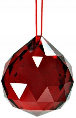 Astrodidi Feng Shui Red Crystal Ball Reiki Sphatik Prism Ball 40mm for Positive Energy Decorative Showpiece  -  4 cm(Crystal, Red)