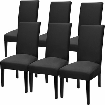 HOUSE OF QUIRK Polyester Plain 1 Seater Chair Cover(Black Pack of 6)