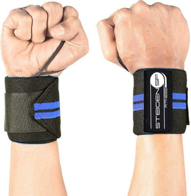 STEIGEN FITNESS Wrist Wrap / Wrist Support / Wrist Band With Thumb Support (1 Pair) Wrist Support(Blue, Black)