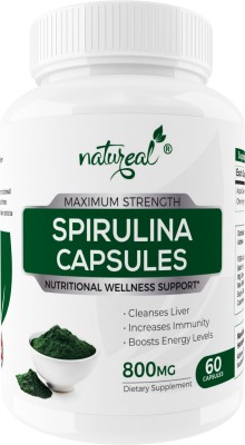 Natureal Spirulina Pure Extract 800 mg Capsules for Improved Immunity & Overall Wellness(60 No)
