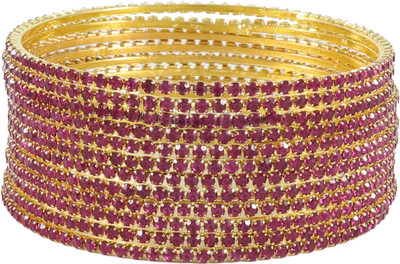 Zulka Get Your Traditions Metal Gold-plated Bangle Set(Pack of 12)