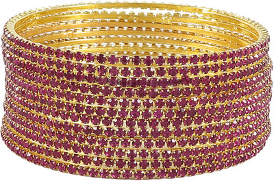 Zulka Get Your Traditions Metal Gold-plated Bangle Set(Pack of 12)