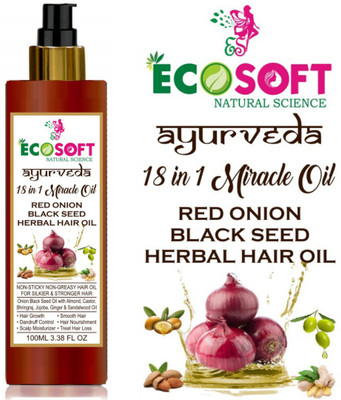 ECOSOFT AYURVEDA All 18 in ONE Miracle Red Onion Black Seed Herbal  Hair Oil(100 ml)
