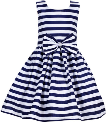 CINDERELLA THE CREATIONS FACTORY Girls Midi/Knee Length Festive/Wedding Dress(Dark Blue, Sleeveless)
