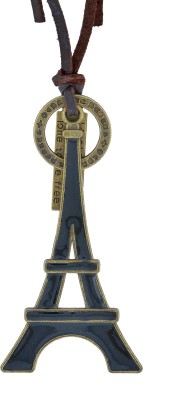 morir Vintage Paris Eiffel Tower Charm Brown Leather Unique Gift Style Artificial Lightweight Adjustable Pendant Necklace for Unisex Brass Brass Pendant