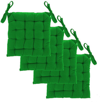 Angel Mommy Microfibre Chair Pad Pack of 4 Solid Square Chairpad(Green)