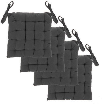 Angel Mommy Microfibre Chair Pad Pack of 4 Solid Square Chairpad(Grey)