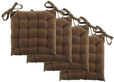 Angel Mommy Microfibre Chair Pad Pack of 4 Solid Square Chairpad(Brown)