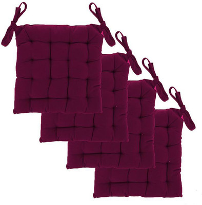 Angel Mommy Microfibre Chair Pad Pack of 4 Solid Square Chairpad(Wine)