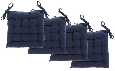 Angel Mommy Microfibre Chair Pad Pack of 4 Solid Square Chairpad(Dark Blue)