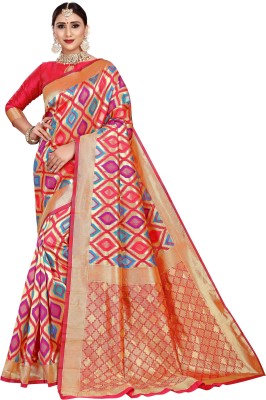Swassy Fab Self Design, Woven, Solid/Plain Banarasi Jacquard, Cotton Silk Saree(Pink)