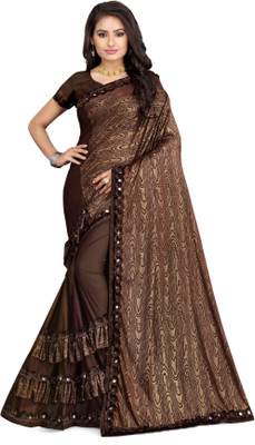 MINE CHOICE Self Design Bollywood Lycra Blend Saree(Multicolor)