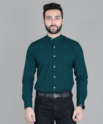 5TH ANFOLD Men Solid Formal Green Shirt